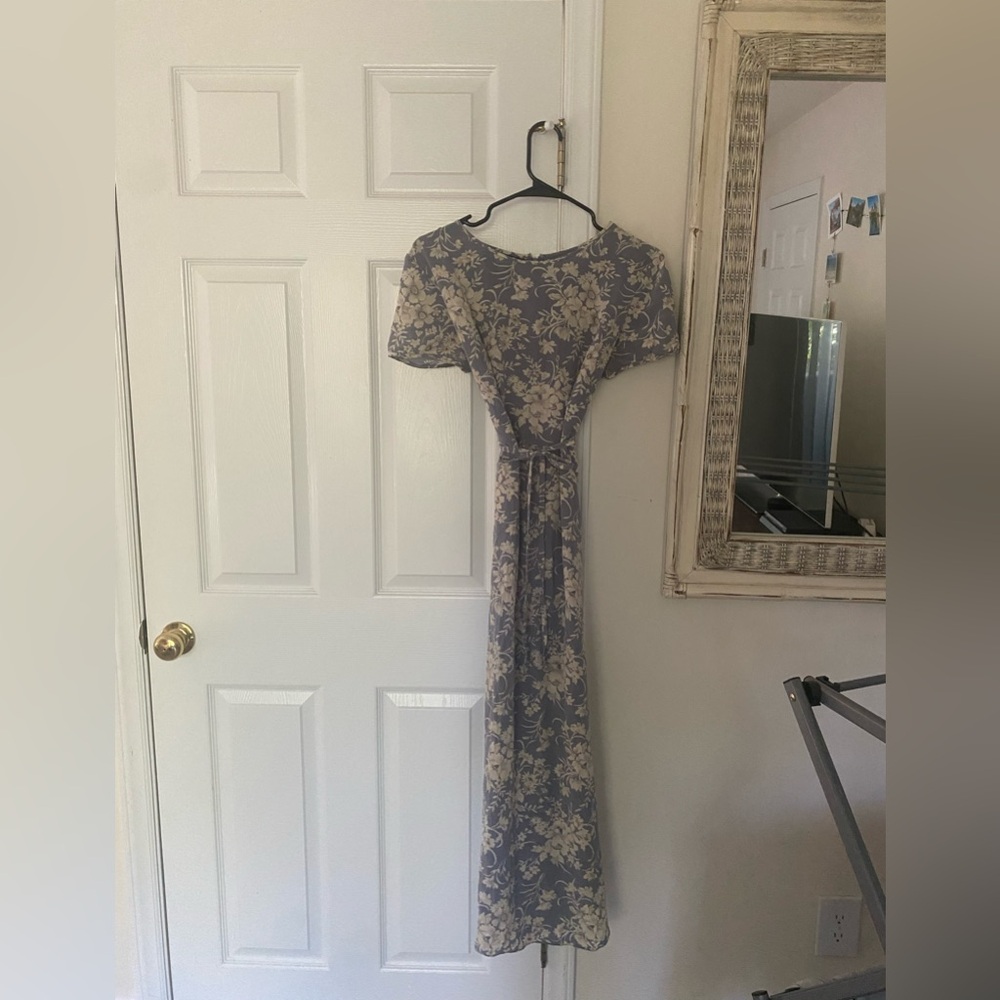 August Silk Blue and Cream Dress